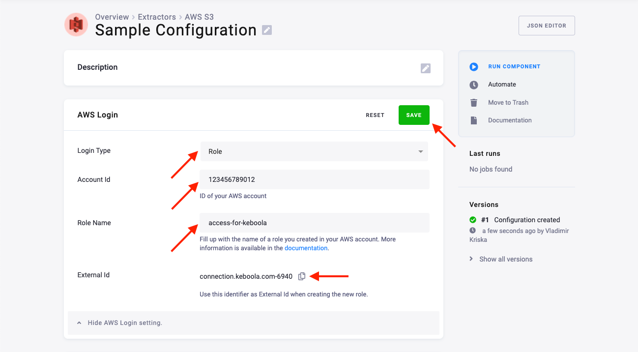Screenshot - AWS Credentials