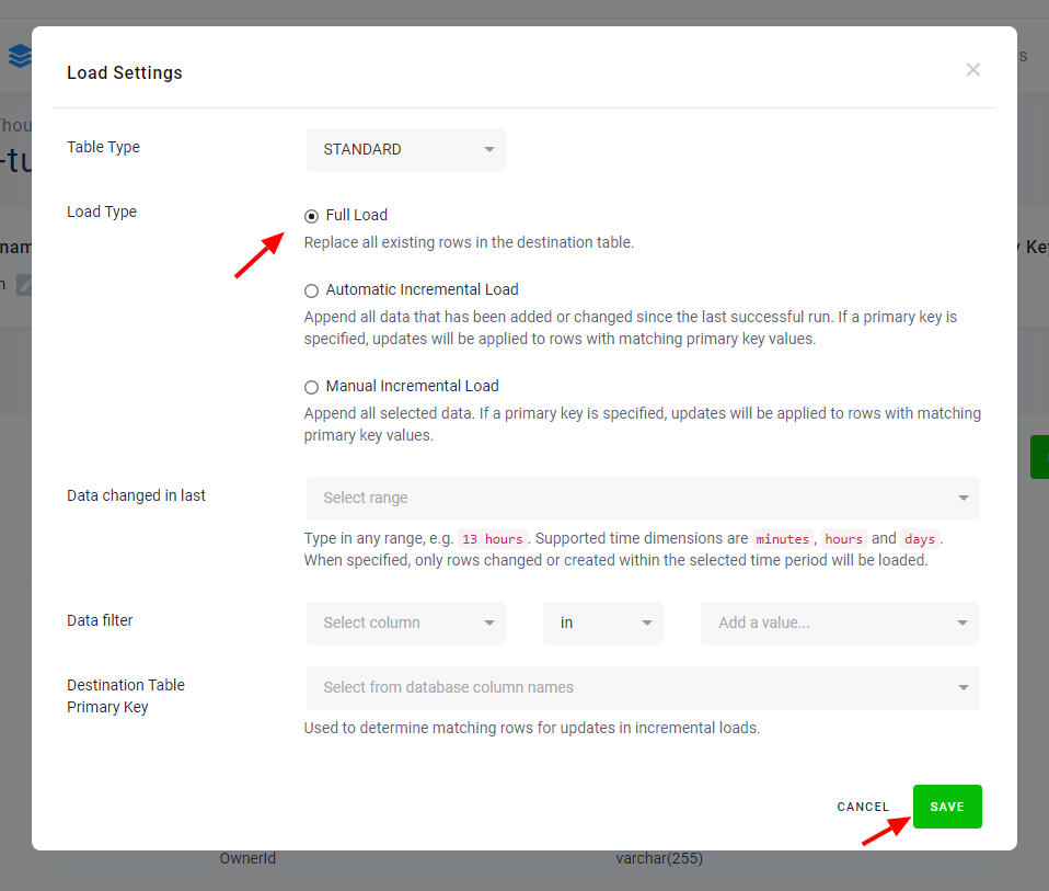 Screenshot - Table Options
