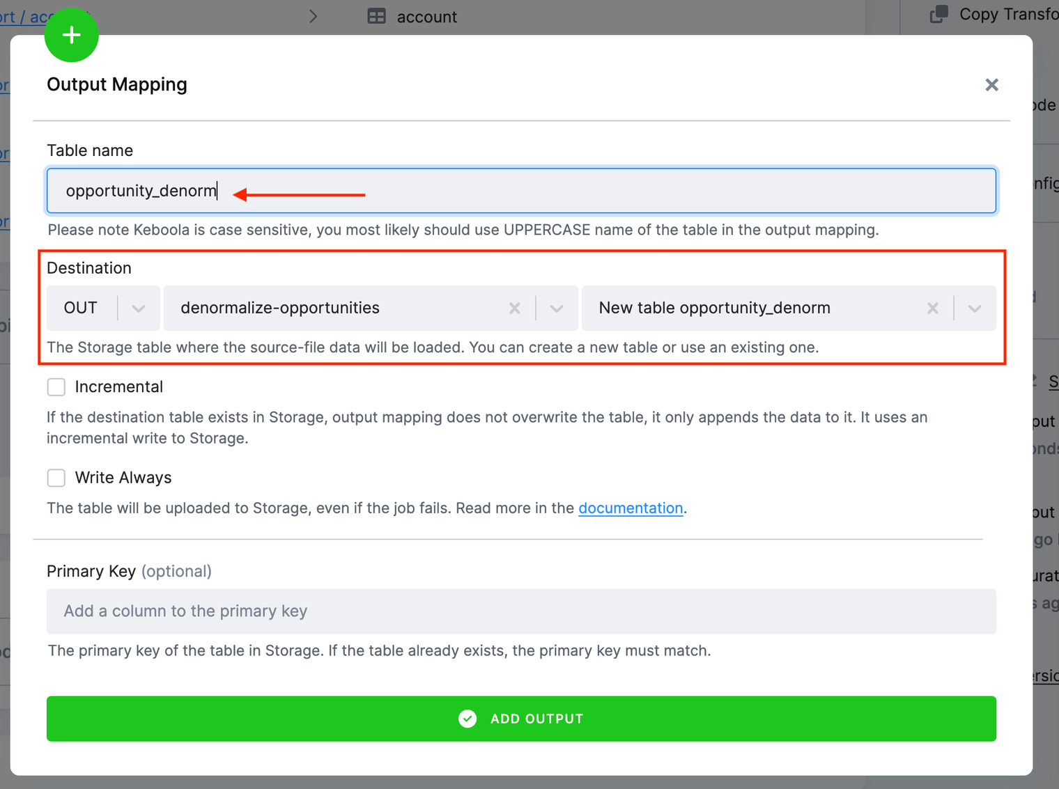 Screenshot - Setting Output Mapping